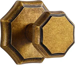 4 Pack Antique Brass Dummy Door Knobs Aged Brass Octagonal Interior Closet Hallway Interior Vintage Door Knob