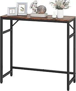 Livofloral Narrow Console Table, 29.5" Entryway Table with 2 Support Bar, Thin Sofa Table, Small Couch Tables, Side Tables for Living Room, Hallway, Bedroom, Rustic Brown