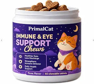 PrimalCat Tuna Cat Chews 60 Soft Chews, Immune & Eye Health Support Supplement
