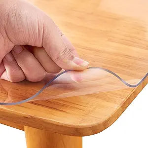 Clear Table Protector Plastic PVC Tablecloth Mat Pad Crystal Vinyl Table Runner Waterproof Wipeable Vinyl for Rectangle Dining Living Room Meeting Table Mat Pad Furniture Protector Good 96x44 Inch