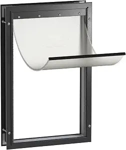 Hakuna Pets Deluxe Aluminum Pet, Cat and Dog Door with 2-Way Locking Panel for Screens, Doors and Walls up to 2.8" Thick, X-Large, Black