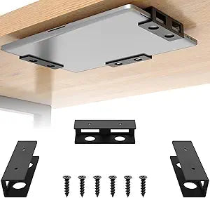 3 PCS Under Desk Laptop Mount with Anti-Scratch Felt Board Under Desk Laptop Holder Tray Durable Under Desk Shelf for Laptop Thick up to 1.15