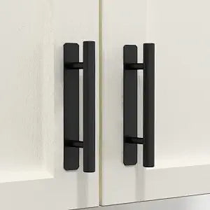 HOMOTEK 4 Pack Self-Adhesive Sliding Closet Door Handles Instant Self-Stick Cabinet Drawer Handles, Stick-On Kitchen Cabinet Pulls Furniture Handles- 5 Inch, No-Drill, Black