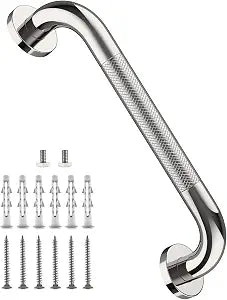 12 Inch Stainless Steel Chrome Shower Grab Bar, ZUEXT Bathroom Balance Bar, Safety Hand Rail Support, Handicap Elderly Injury Senior Bath Assist Handle