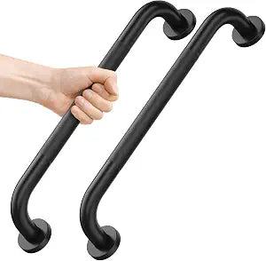 2 PCS Shower Grab Bar, 17Inch Bathroom Balance Bar, Safety Handrail Support Grip, Anti Slip Handle for Toilet Bathtubs Handicap Seniors Elderly Pregnant Assist, Stainless Steel Black