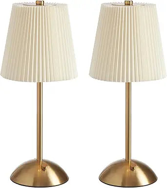 2-Pack Cordless Table Lamp,3000mAh Rechargeable Battery Operated Touch Light, Portable 3-Color Dimmable Vintage Ambient Light Beige Fabric Shade for Dining Table/Bedroom/Kitchen/Bathroom/Entryway/Gift