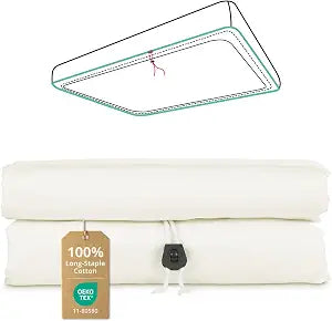 Upgraded Drawstring King Fitted Sheet Only with 360Elastic Strap to Stay Tight, Egyptian Cotton Fitted Sheet King Fits 8" to 14" Mattress,No Slippage, Luxury Soft and Comfortable