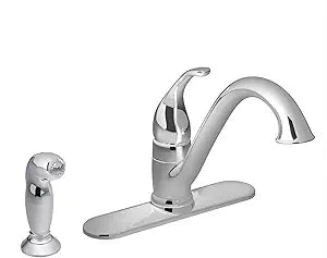 Chrome one-handle low arc kitchen faucet
