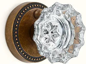 Asidrama 1 Pack Antique Brass Privacy Crystal Door Knobs