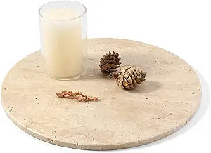 Turkey Natural Travertine Tray, 10" Vanity Decorative Marble Tray for Jewelry, Ring Holder, Perfume Organizer Candle Tray for Bedroom/Bathroom/Kitchen Countertop(Light Beige)