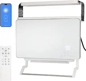 Wall Mounted Heater 1800W, Wall Mounted Space Heater for Indoor Use, with Storage Rack,Remote Control,Safe Quiet Design,with Blu/etoth & LED Lights,Plug-in Wall Heater for Bathroom Garage