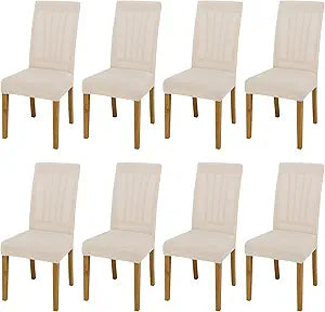BIETYONE Stretch Dining Chair Covers Set of 8, Soft Removable Washable Kitchen Parsons Chair Slipcovers, High Elastic Seat Protector for Home Hotel Banquet