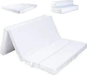 Cheer Collection Memory Foam Folding Mattress, Four Fold Convertible Sofa Bed Couch, 4" Thick Gel Infused Foam Folding Bed Sofa for Guests, Small Size (75" x 25")