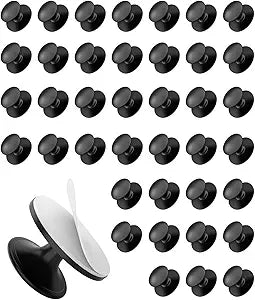 40 Pack Self Adhesive Cabinet Knobs, No Drilling Self Stick Drawer Knob, Stick-on Kitchen Cabinet Stainless Steel Handle Pull for Window, Wardrobe, Dresser, Cupboard, Closet (40, Black)