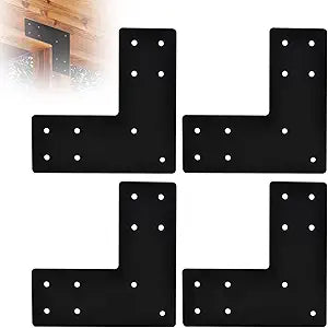 4 Pack Heavy Duty L Bracket 7.5x7.5x3, Metal Angle Bracket Corner Brace for 4x4 & 6x6 Wood Posts, Black Steel Structural Brackets for Pergola, Fence, Shelf, Furniture & DIY Projects