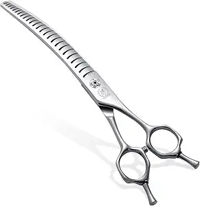 Professional Dog Grooming Scissors for Thick Coated Dogs - 7.5 Inch Curved Chunker Shears with 85% Thinning, JP Cobal Steel & 25Blade for Professional Hair Trimming