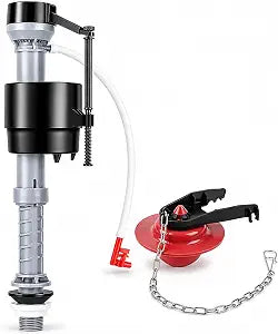 Toilet Tank Replacement Kit with 2-Inch Flapper, Adjustable Fill Valve