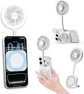Pursuit Magnetic Phone Fan with Ring Light, Magsafe Compatible Phone Stand and Mini Fan for iPhone 17/16 Pro, 3-in-1 Portable LED Selfie Light Kit for Live Stream, Selfies, Outdoor