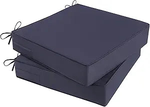 Outdoor Chair Cushions 19x19x4 Inch, Waterproof Grey Patio Furniture Cushions Set of 2 with Ties & Handle, 3 Year Color Fastness Square Replacement Seat Cushions for Sofa, Couch