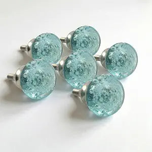 Door Knobs Set of 12 Blue Bubble Round Glass knobs - Blue knobs - Crystal Glass knob - Cabinet knobs - Drawer knobs - Handle knobs
