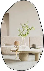 Irregular Asymmetrical Mirror Wall Mounted, Unique Vanity Mirror,Shaped Dressing Mirror Decorative for Living Room, Bathroom, Bedroom, Entryway Wall Decor, 33.5"20.5"