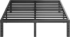 Furnitui 14 Inch High Metal Queen Bed Frame, Platform Bed Frame Queen Size No Box Spring Needed, Easy Assembly, Noise Free, Sturdy, Black