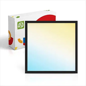 ASD LED 12" Square Flush Mount Light | 24W 1820LM 3000-5000K 120V | 3CCT, Dimmable, Ultra Slim, ETL Listed | Thin Surface Lamp, Bedroom Ceiling Lighting | Black