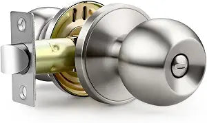 1 Pack Bathroom Door Knob, Door Knobs Interior Without Keys, Brushed Nickel Door Knobs for Bedroom and Office, Privacy Function, Modern and Sturdy Finish