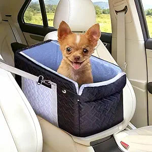Car Seat for Small Dog, Center Console Dog Booster Portable Car Seat | Suitable for 0 - 15lbs Small Pets, Puppy, Doggy, Cats; with Safety Net