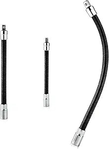3Pcs Flexible Socket Extension Bar Set 1/2" 1/4" 3/8" Shaft Drive 14" 8" 5"