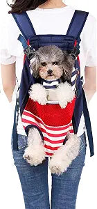 Lifeunion Legs Out Dog Carrier Backpack Hands-Free Adjustable Pet Travel Carrier for Small Medium Dogs Cats Motorcycle Hiking Walking (Red and Blue Stripes)