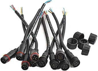 5Pairs 5pin Black Electrical Connector LED Connector for LED Lights 20cm Extension Cable 40cm/Pair 0.3mm 22mm Nut