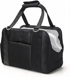 Dog Purse Carrier for Small Dogs, Small Cat Purse Carrier Soft with Large Pocket, Portable Pet Carrier Tote Bag with Safe Leash (Black)