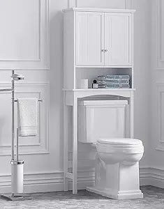UTEX Over The Toilet Storage Cabinet, Bathroom Above Toilet Cabinet Organizer with Adjustable Shelves, White