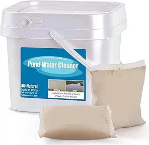 Pond Water Cleaner, 12 Packets Natural Pond Clarifier Treatment for Improving Water Clarity, Eliminate Odor, Cleaner and Clear for Outdoor Ponds & Lakes, Safe for Fish, Pets, Livestock and Swimming