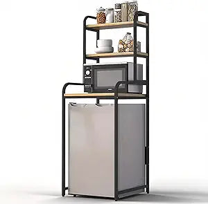 4-Tier Mini Fridge Stand with Storage, Over Fridge Storage Shelf Heavy-Duty Microwave Stand & Baker Rack, Space-Saving Organizer for Kitchen, Dorm, Office, 21.65Wx23.62Dx35.43H