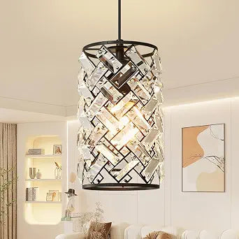 10.2" Black Mini Crystal Modern Kitchen Pendant Lights Kitchen Island