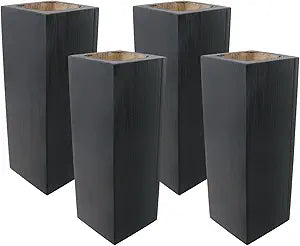 Cuboid Pine Wooden Square Holes Risers, Black Heavy Duty Wood Riser Extender Fit Inner Hole 1.97" Increase Height 5.91" for Couch Sofa Desk Legs Furniture Table Bed 4Pcs