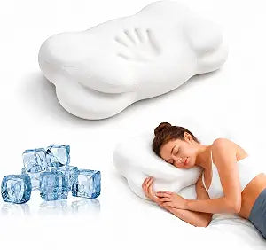 Cervical Neck Pillow for Side, Back & Stomach Sleepers, Contour Memory Foam Pillow for Neck Support, Ergonomic Cloud Pillow with Head Cradle, Shoulder Comfort & Washable Cooling Cover (White)