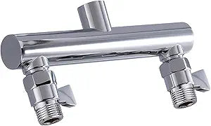Double Outlet Shower Manifold with Shut Off Valve,Suitable for Dual Sprayer Showering System,Chrome,STC03
