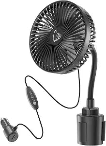 12V Car fan, Portable Vehicle Cooling Fan for Front Seat, 360 Rotation