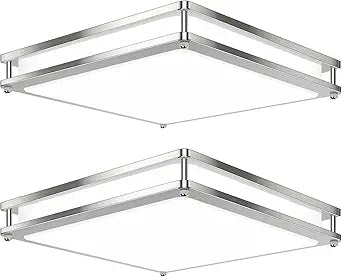 13 Inch Dimmable Square LED Ceiling Lights, 2-Pack 36W Brushed Nickel Flush Mount Light Fixtures, 3200LM Super Bright 2700K-6500K Adjustable Modern Ceiling Lamps for Bedroom Kitchen Bathroom Hallway