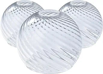 3 Pcs Clear Ripple Fitter Opening Lighting Fixture Globe Replacements, E26 Base 1-5/8 Inch Fitter, Globe Cover for Ceiling Wall Fixtures Lamp Posts or Streetlights