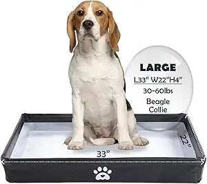 MEEXPAWS Dog Pee Pad Holder Tray Foldable, Puppy Pad Holder Liner Base High Side, Litter Box Indoor for Large Dog 33x22, Training Leak-Proof, Potty Easy Clean