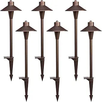 Landscape Path Lights 6 Pack, Low Voltage Pathway Lights Compatible with Transformer, 3CCT Adjustable LED, Premium 12V 24V DC ORB Landscape Path Lighting for Outdoor Yard Garden Walkway, Flat Hat