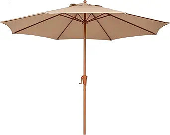 Sunnyglade 9FT Outdoor Patio Umbrella, Market Table Umbrella with 8 Sturdy Ribs and Crank System, Fade-resistant & Waterproof for Garden Backyard Poolside Deck