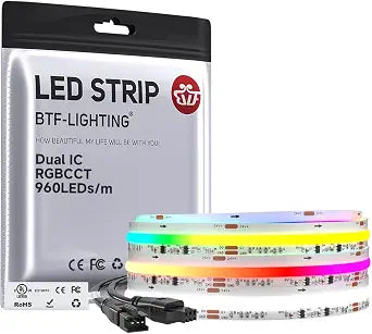 BTF-LIGHTING 9.8FT WS2811 Dual IC Chasing RGBCCT DC24V COB LED Strip Light