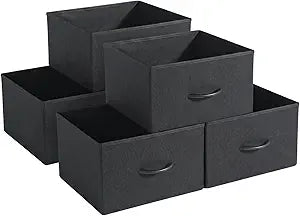 6 Pack Drawers For Fabric Dresser, Collapsible Non-Woven Storage Cubes With Handles, Closet Wardrobe Clothes Blanket Organizer Bins, Bedroom Space Saving Non-Washable Dresser Drawers, Black