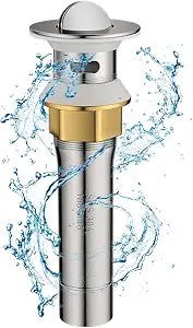 Bathroom Sink Drain Stainless Steel Sink Flip Drain Stopper Anti-Explosion and Anti-Clogging Drain Strainer Easy to Use for Kitchen, Bathroom(with Overflow Hole)