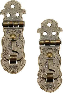 2Pcs Vintage Style Notebook Hasp 90 Degree Hardware Bronze Tone Metal Antique Latch Diary Jewelry Wood Box Catch Latch Hook Lock Hasp Decor